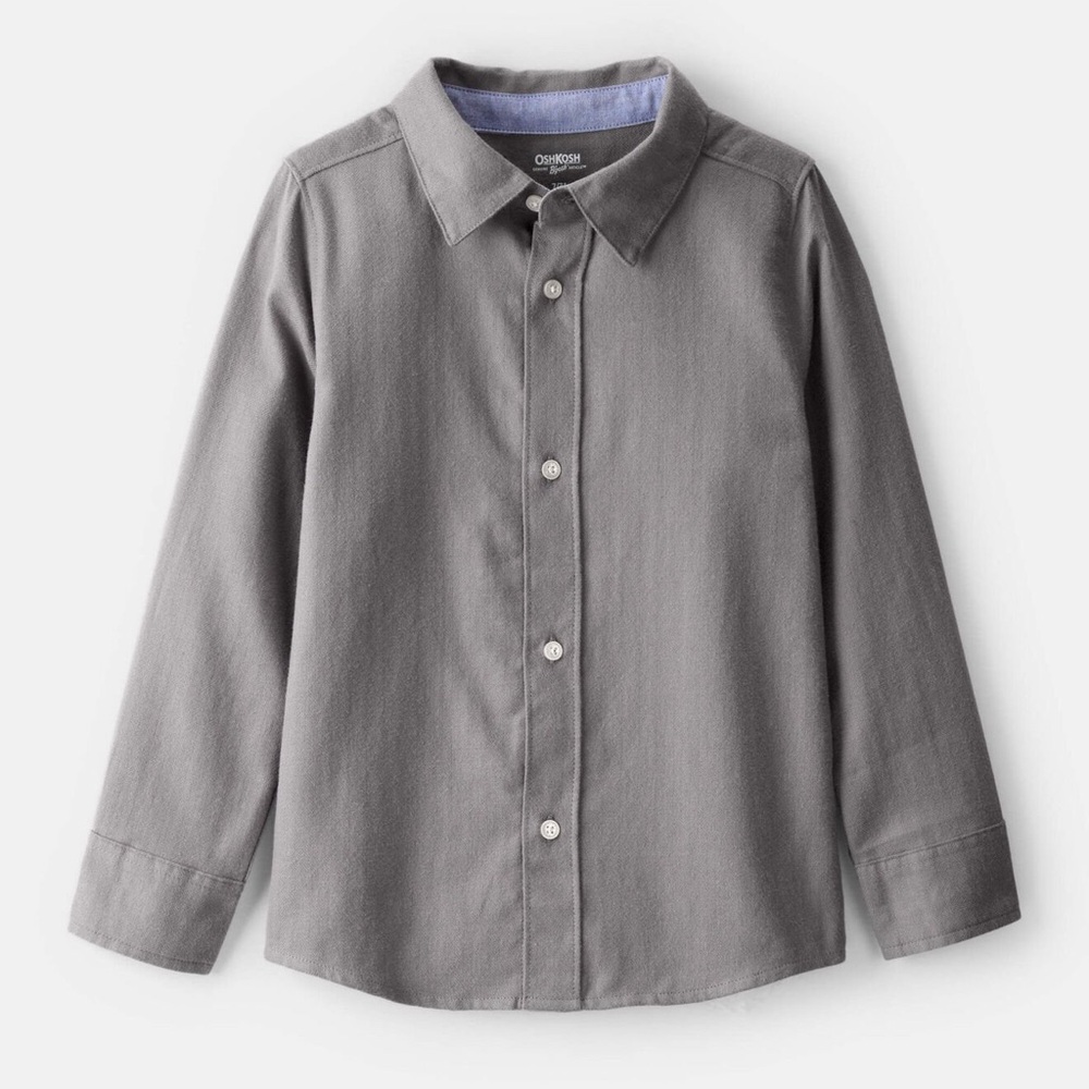 NEW OshKosh B'gosh Boys Button-Down Shirt, Charcoal Gray